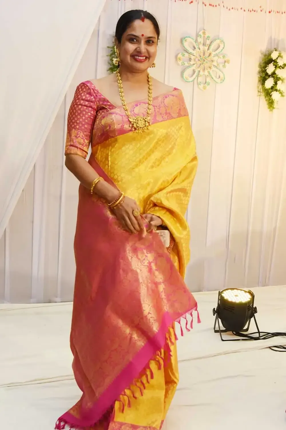 Indian Actress Pragathi Mahavadi Photos In Yellow Saree